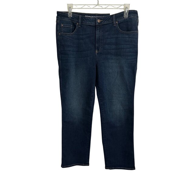 Chico’s DefineMe Denim Straight Leg Ankle Jeans Size 16R Dark Wash Casual Preppy - Picture 2 of 9